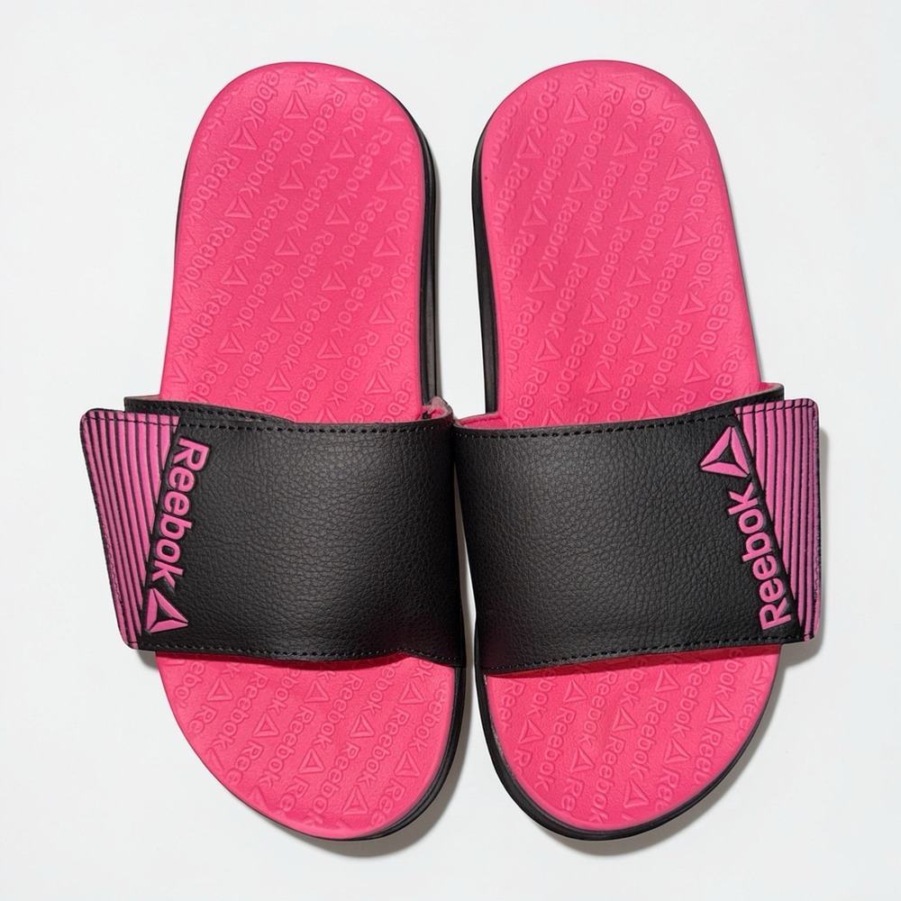 Reebok Slides Sandals Girls' Youth Size 4 - Pink & Black NWOT!  Non-marking!